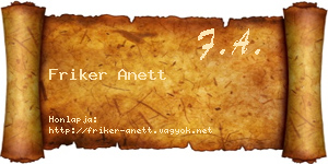 Friker Anett névjegykártya